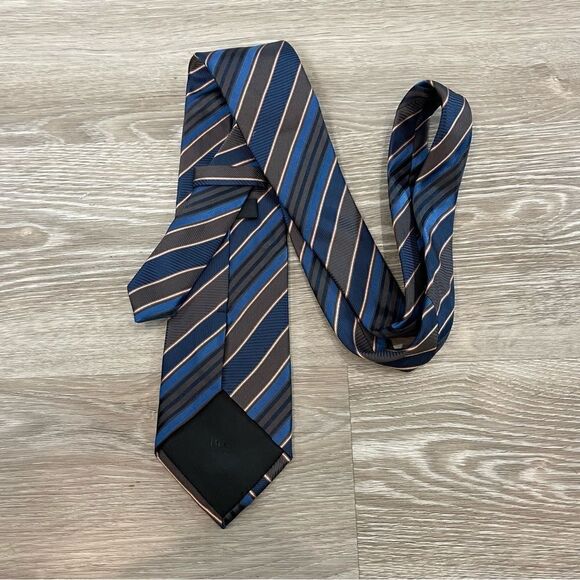 Hugo Boss Pure Silk Black Blue Brown Neck Tie Standart Wide 3 1/2 - Picture 4 of 9